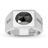Oval Cut Black Diamond Signet Ring - 2.5 Carat