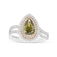 Pear Shape Cut Chameleon and Diamond Ring