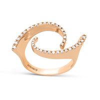 Rose Gold Yin Yang Geometric Statement Ring