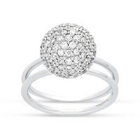 Two Tone Rose and White Gold Combo Pave Bauble Ring
