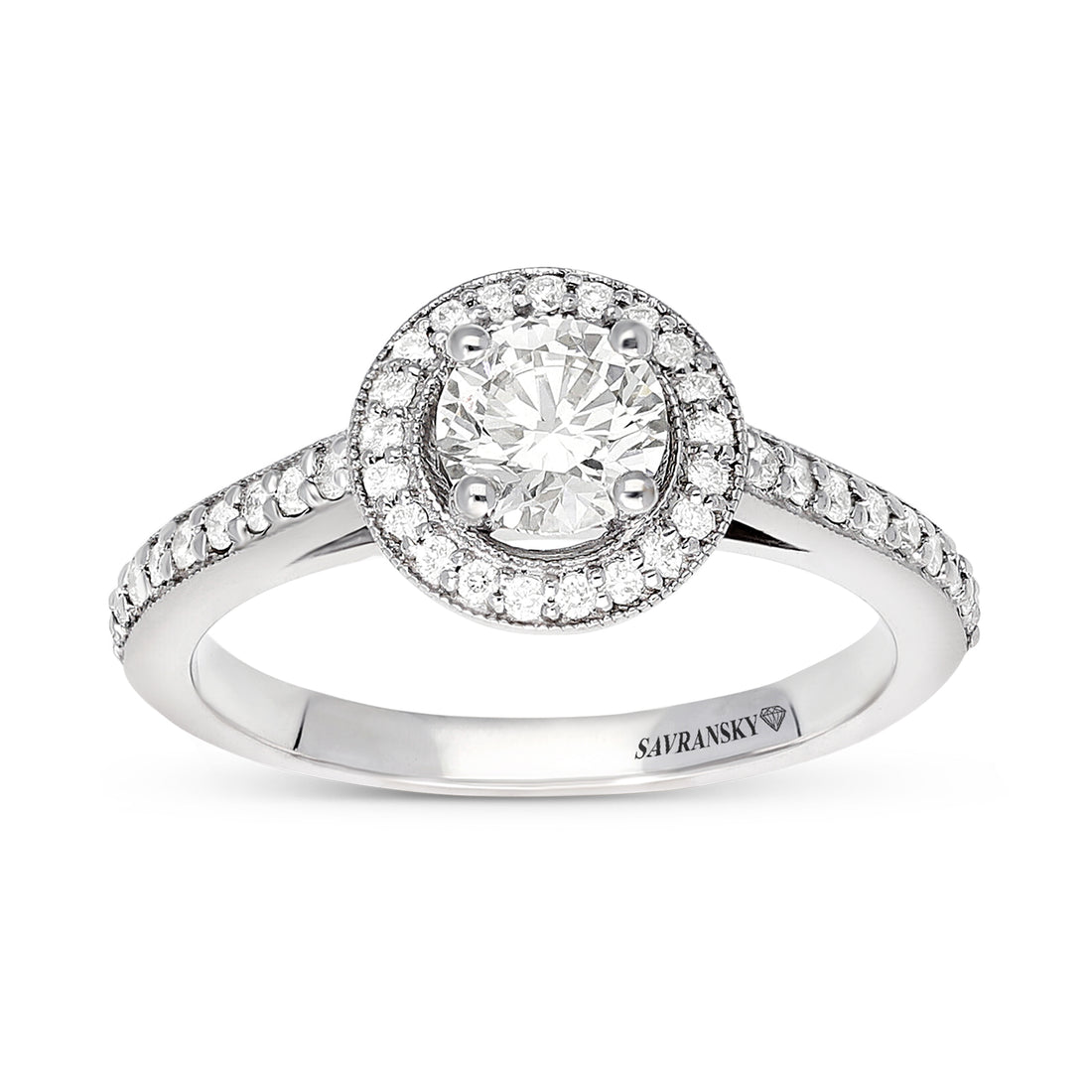 Classic Pave Set Halo Diamond Engagement Ring