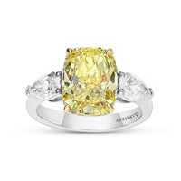 Elongated Cushion Cut Fancy Yellow Diamond Ring