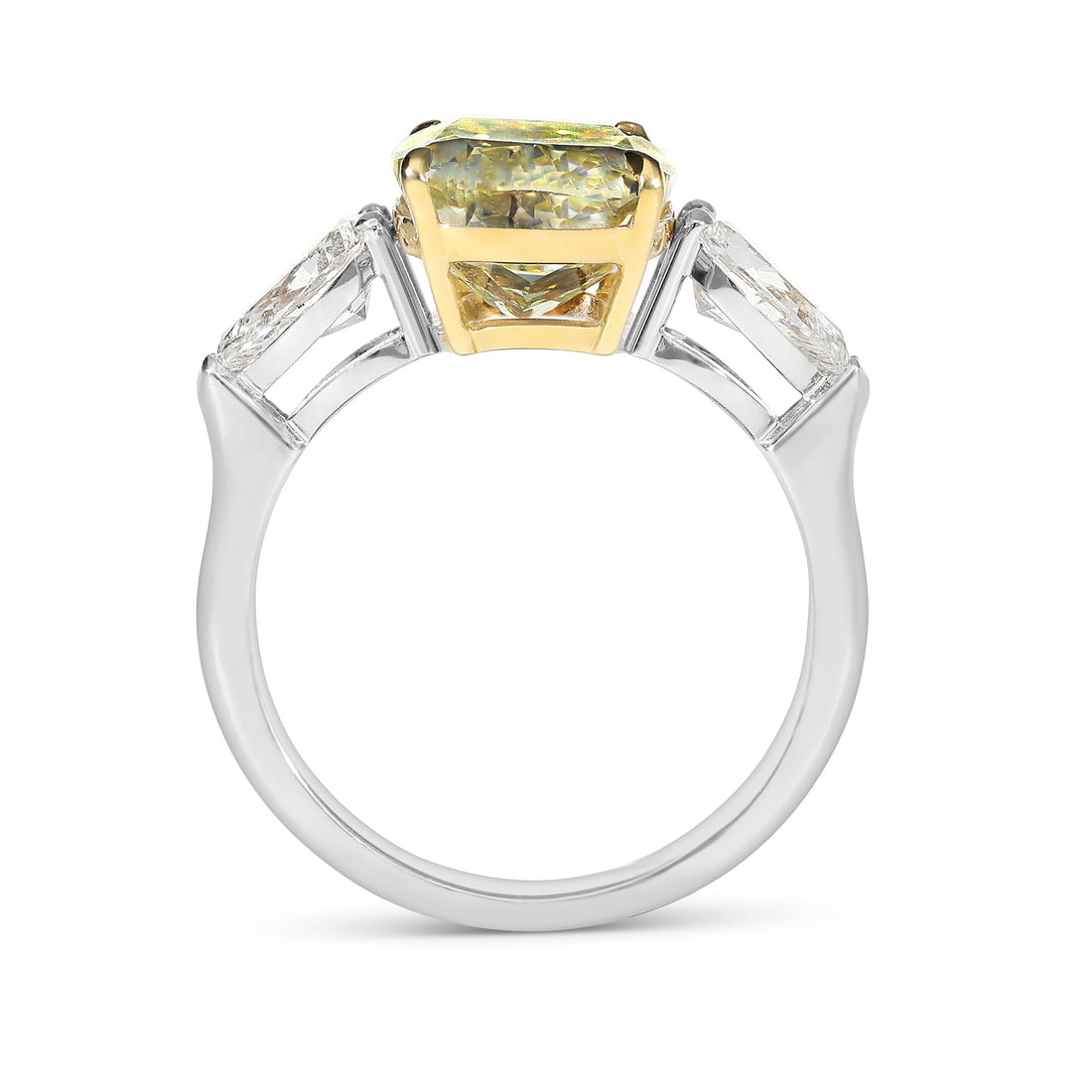 Elongated Cushion Cut Fancy Yellow Diamond Ring