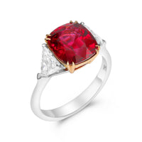 Cushion Cut Red Spinel Ring