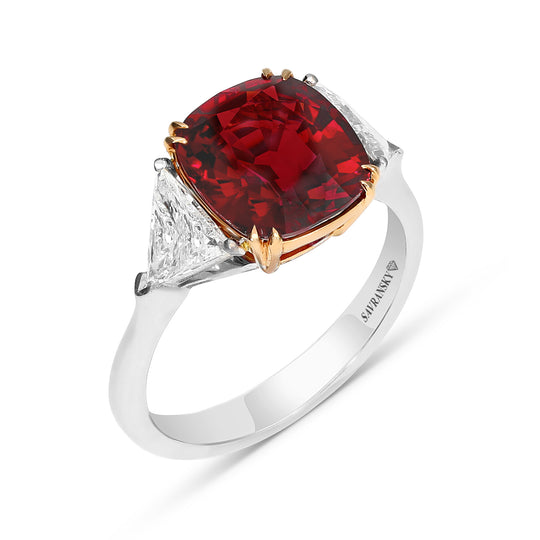 Cushion Cut Red Spinel Ring