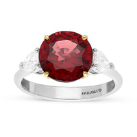 Red Spinel Three Stone Gemstone Engagement Ring - 4.25 Carat