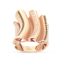 White and Black Diamond Rose Gold Statement Ring