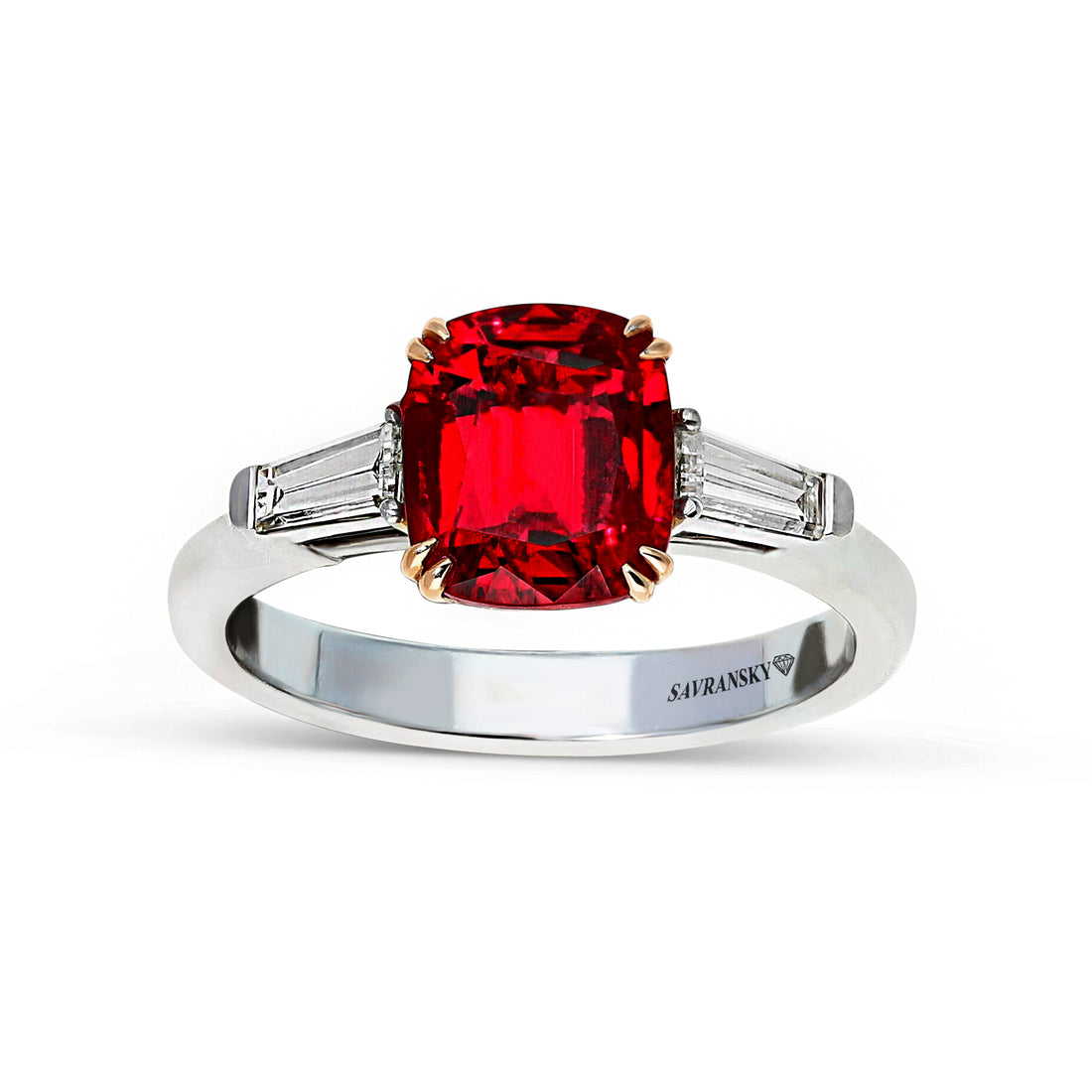 Cushion Cut Red Spinel Ring - 2.5 Carat