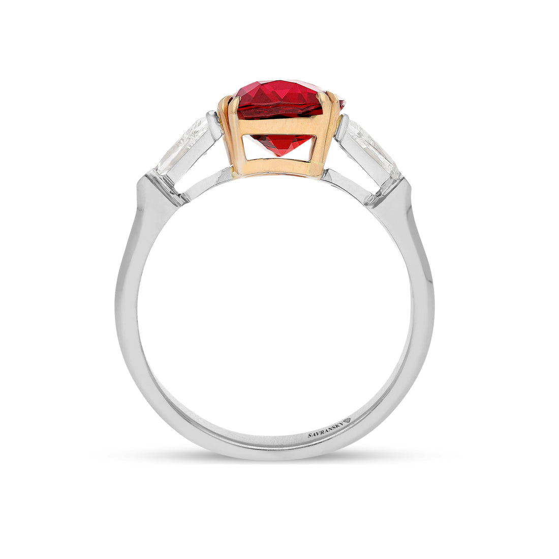 Red Spinel Three Stone Ring