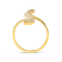 Yellow Gold Diamond Pave Curved Bypass Ring