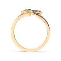 Rose Gold White and Black Diamond Intertwined Star of David Ring