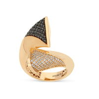 White and Black Diamonds Rose Gold Bypass Ring