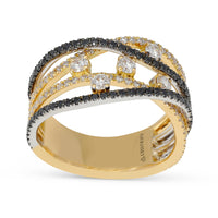 Multi Layer White and Black Diamond Statement Ring