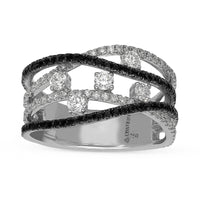 Multi Layer White and Black Diamond Ring