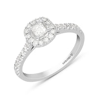 Princess Cut Diamond Halo Cathedral Set Engagement Ring