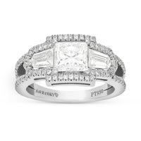 Three Stone Princess Cut Diamond Engagement Ring