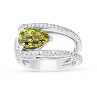 Fancy Yellow Pear Shaped Diamond Modern Style Tension Engagement Ring