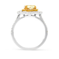 Canary Yellow Oval Diamond Art Deco Halo Pave Engagement Ring