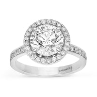 Pave Halo Set Brilliant Cut Round Engagement Ring - 2.95 Carat