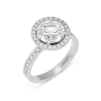Pave Halo Set Brilliant Cut Round Engagement Ring - 2.95 Carat