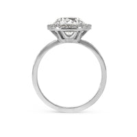 Pave Halo Set Brilliant Cut Round Engagement Ring - 2.95 Carat