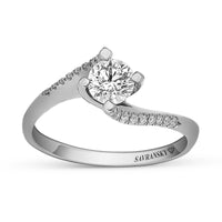 Brilliant Cut Round Diamond Solitaire Bypass Set Engagement ring