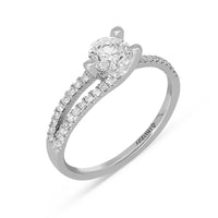 Unique Three Prong diamond Solitaire Engagement Ring