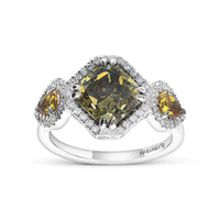 Radiant Cut Natural Fancy Intense Olive Ring