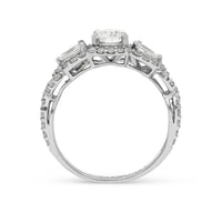 Art Deco Three Stone Diamond Engagement Ring in White Platinum - 2 Carat