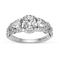 Art Deco Three Stone Diamond Engagement Ring in White Platinum - 2 Carat