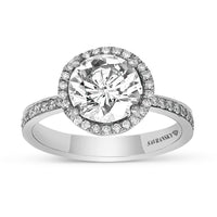 White Gold Halo Brilliant Cut Round Engagement Ring - 2.4 Carat