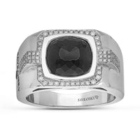 Cabochon Cut Black Diamond Signet Ring - 4.47 Carat