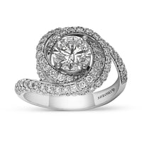 White Gold Spiral Halo Brilliant Cut Round Engagement Ring