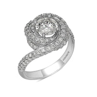 White Gold Spiral Halo Brilliant Cut Round Engagement Ring