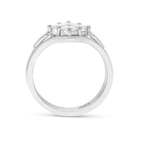 White Gold Invisible Diamond Cluster Ring Combo Stackable Band