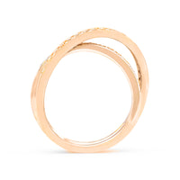 Two Tone Crossover Invisible Pave Diamond Band Ring