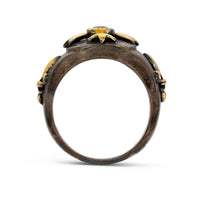Silver and Gold Blue Sapphire Men's Signet Ring - .4 Carat