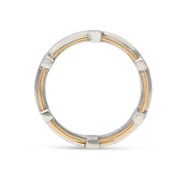 Two Tone Rose and White Gold Minimal Wedding Band - Unisex