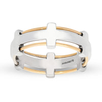 Two Tone Rose and White Gold Minimal Wedding Band - Unisex