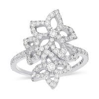 Diamond Two Flower Open Ring