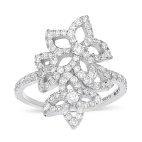 Diamond Two Flower Open Ring