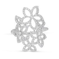 Clustered Flowers Shaped Pave Diamond Elongated Ring