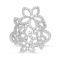 Clustered Flowers Shaped Pave Diamond Elongated Ring