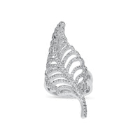 Diamond Pave Curved Leaf Elongated Ring