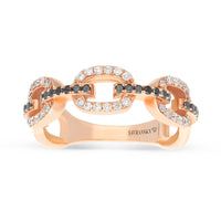 White and Black Diamond Chain Link Band Ring