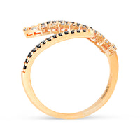 White and Black Diamond Bypass Leaf Ring