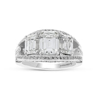 Emerald Cut Three Stone Engagement Ring