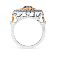 Fancy Black Diamond Flower Shaped Cocktail Ring - 1.5 Carat