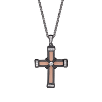 Black Gold White Diamonds Holy Land love Cross Necklace