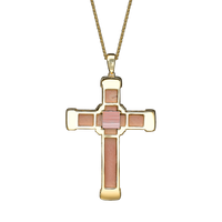Yellow Gold White Diamond Holy Land love Cross Necklace